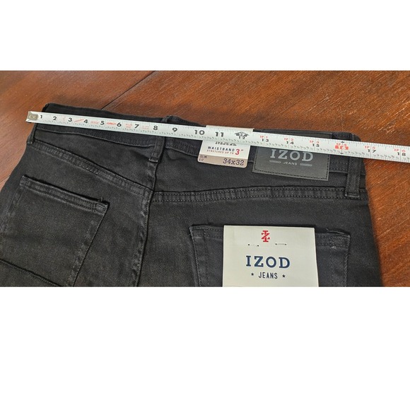 IZOD Slim Fit Jeans Mens 34x32 Jet Black NEW Ultra Softflex Sportflex IZ00JN22A - Picture 8 of 9